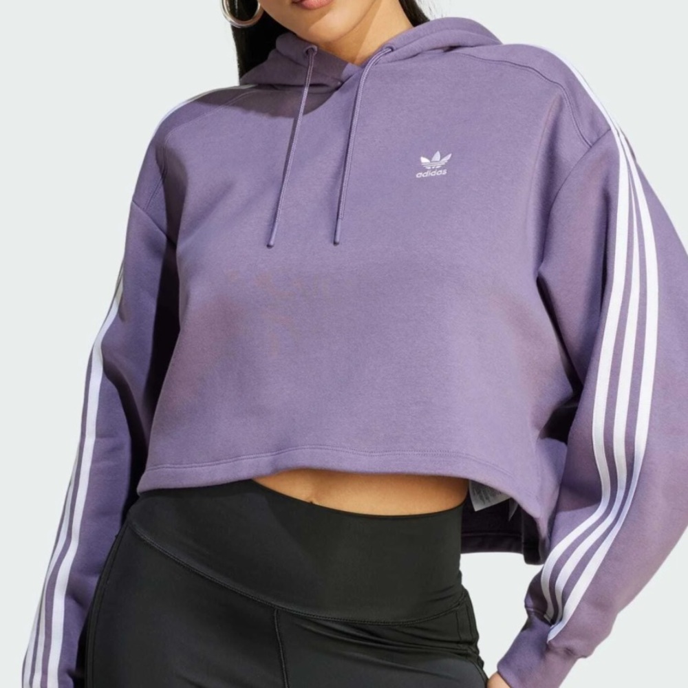 NWT Adidas Cropped Hoodie Women’s S-M Shadow Violet Purple